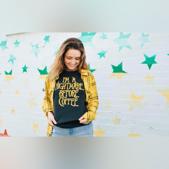 Crazy Dog T-Shirts Women’s XXL I'm A Nightmare Before Coffee Heather Black- NWT - Picture 6 of 6